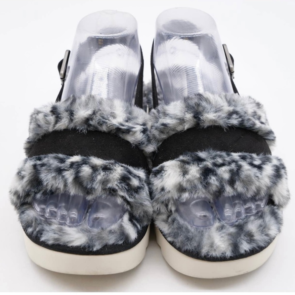 Koolaburra UGG Sandals Womens 6 Fuzz'd Out Cheetah Print Faux Fur Slingbacks